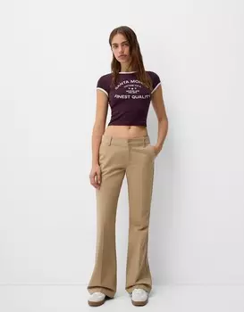 Расклешенные брюки-чинос Bershka, коричневый