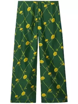 Расклешенные брюки Dandelion с цветочным принтом Burberry, зеленый
