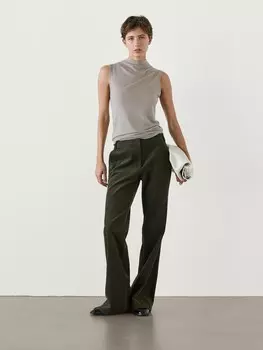 Расклешенные брюки из 100% хлопкового вельвета Massimo Dutti, зеленый