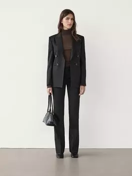 Расклешенные брюки из 100% шерсти Massimo Dutti, черный