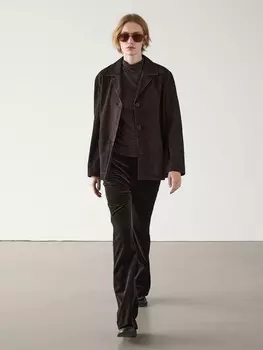 Расклешенные брюки из бархата Massimo Dutti, коричневый