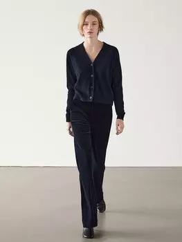 Расклешенные брюки из бархата Massimo Dutti, синий