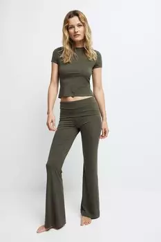 Расклешенные брюки из джерси H&M, зеленый