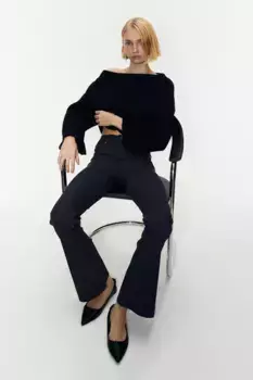 Расклешенные брюки из габардина H&M, серый