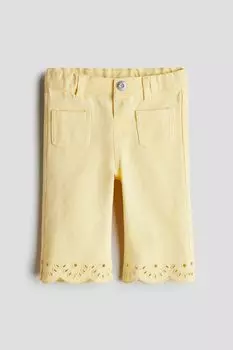 Расклешенные брюки из хлопчатобумажной саржи H&M, желтый