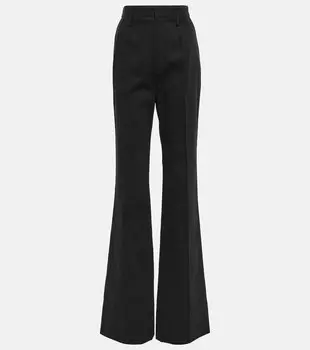 Расклешенные брюки из хлопка с высокой посадкой SAINT LAURENT, черный