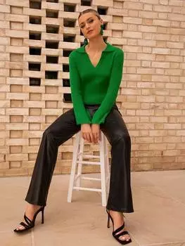 Расклешенные брюки из искусственной кожи Chi Chi London, черный