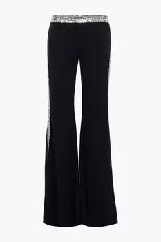 Расклешенные брюки из кади с кристаллами BALMAIN, черный