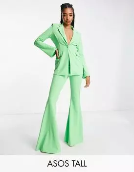 Расклешенные брюки из летнего зеленого трикотажа ASOS DESIGN Tall