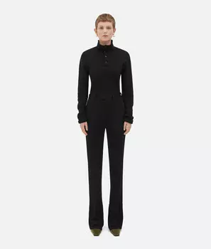 Расклешенные брюки из матового вискозного джерси Bottega Veneta, черный