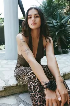 Расклешенные брюки из полиамида ZARA, цвет leopard