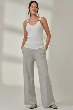 Расклешенные брюки из рубчатого трикотажа Jolie Moi, серый