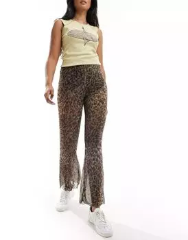 Расклешенные брюки из сетки с леопардовым принтом Reclaimed Vintage