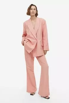 Расклешенные брюки из смесового льна H&M