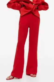 Расклешенные брюки из смесового льна H&M, красный