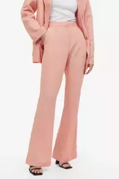 Расклешенные брюки из смесового льна H&M, мультиколор