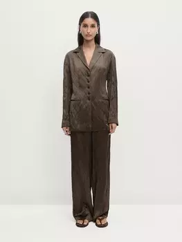 Расклешенные брюки из струящегося атласа Massimo Dutti, коричневый