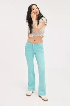 Расклешенные брюки из твила Monki, бирюзовый