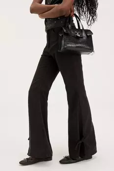 Расклешенные брюки из выцветшего хлопка Monki, черный