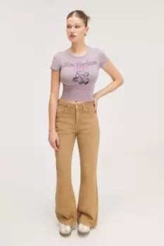 Расклешенные брюки из выцветшего хлопка Monki, коричневый