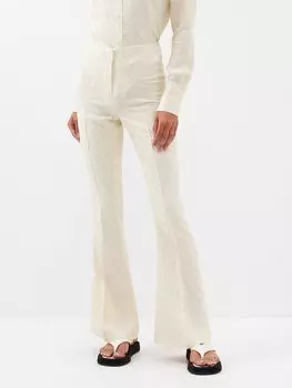 Расклешенные брюки из жаккардового шитья в стиле пэчворк Rhe, бежевый