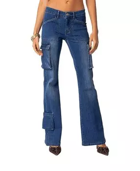 Расклешенные брюки-карго Roslyn Denim синего цвета Edikted, синий