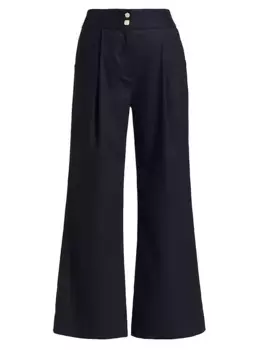 Расклешенные брюки Kuna со складками спереди Veronica Beard, темно-синий