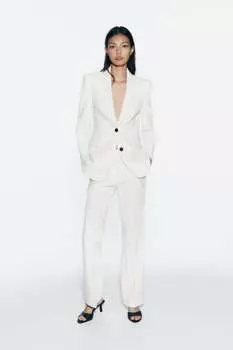 Расклешенные брюки полной длины ZARA, белый