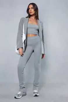 Расклешенные брюки премиум-класса в рубчик MISSPAP, серый