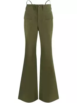 Расклешенные брюки R13, зеленый