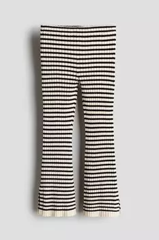 Расклешенные брюки рельефной вязки H&M, белый