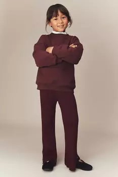 Расклешенные брюки рельефной вязки H&M, красный