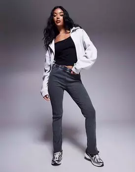 Расклешенные брюки River Island с высокой талией, темно-серого цвета