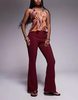 Расклешенные брюки River Island в рубчик бордового цвета