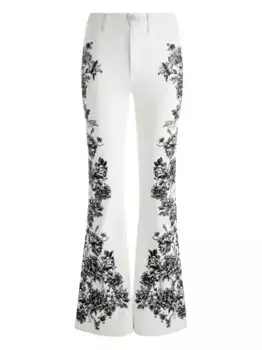 Расклешенные брюки с цветочным принтом Alice + Olivia, белый