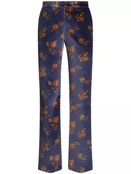 Расклешенные брюки с цветочным принтом ETRO, синий