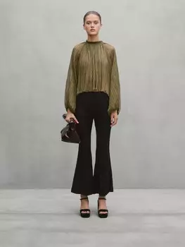 Расклешенные брюки с декоративными швами - студия Massimo Dutti, зеленый