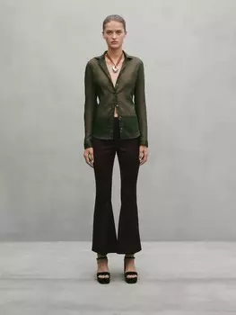 Расклешенные брюки с декоративными швами - студия Massimo Dutti, коричневый