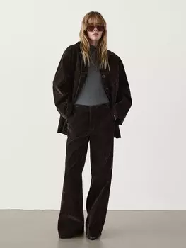 Расклешенные брюки с флокированной отделкой Massimo Dutti, коричневый