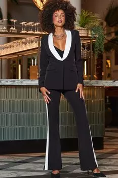 Расклешенные брюки с контрастными полосками по бокам Sosandar, черный