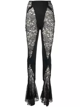 Расклешенные брюки с кружевными вставками Mugler, черный