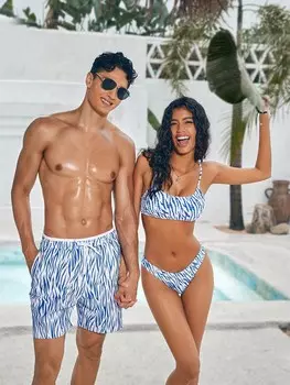 Расклешенные брюки с леопардовым принтом Для отдыхающих мужчин (случайный принт), парные плавки для пляжа, праздник Manfinity, мультиколор