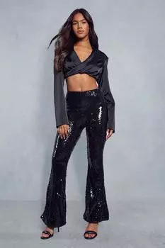 Расклешенные брюки с пайетками MISSPAP, черный