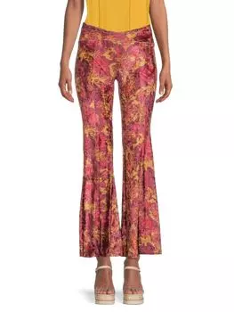 Расклешенные брюки с принтом Hold Me Closer Free People, цвет Red Multi