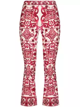 Расклешенные брюки с принтом Majolica DOLCE & GABBANA, красный