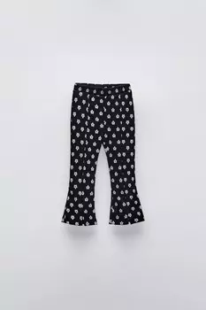 Расклешенные брюки с принтом ZARA, черный