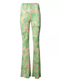 Расклешенные брюки с узором пейсли ETRO, зеленый