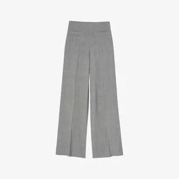 Расклешенные брюки с высокой посадкой и прорезными карманами из тканого материала Sandro, цвет noir / gris