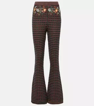 Расклешенные брюки с высокой посадкой и вышивкой Etro, цвет multicolour on white base