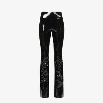 Расклешенные брюки с высокой посадкой из лакированной искусственной кожи Commando, черный